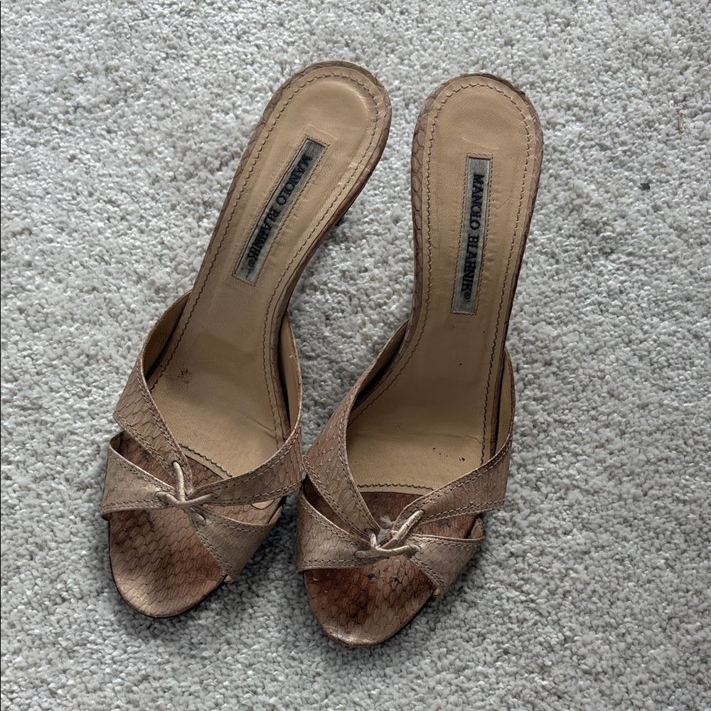 Manolo Blahnik Brown Mules